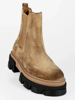 Made In Italy Stivaletti in pelle scamosciata donna con tacco e plateau