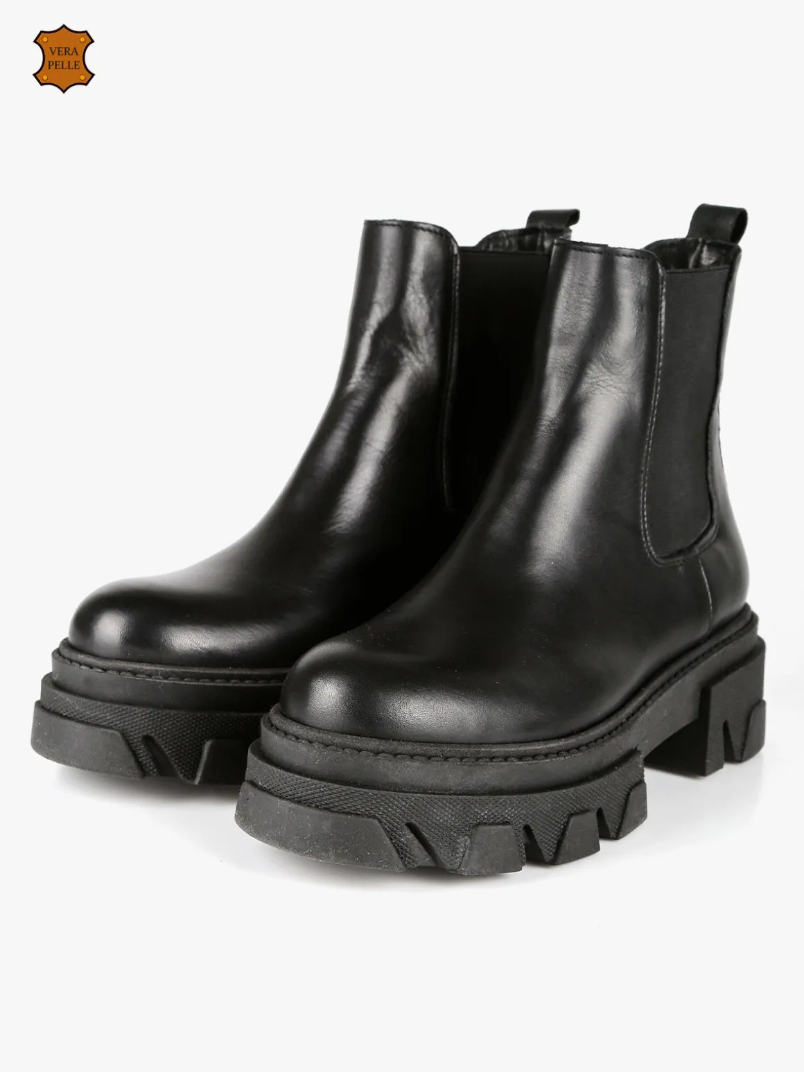 Made In Italy Stivaletti in pelle donna con tacco e plateau