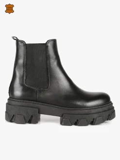 Made In Italy Stivaletti in pelle donna con tacco e plateau