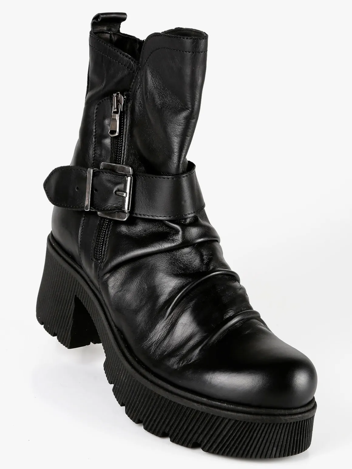 Made In Italy Stivaletti in pelle donna con tacco e plateau