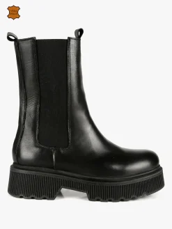 Made In Italy Stivaletti in pelle donna con tacco e plateau