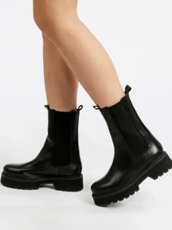 Made In Italy Stivaletti in pelle donna con tacco e plateau