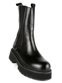 Made In Italy Stivaletti in pelle donna con tacco e plateau