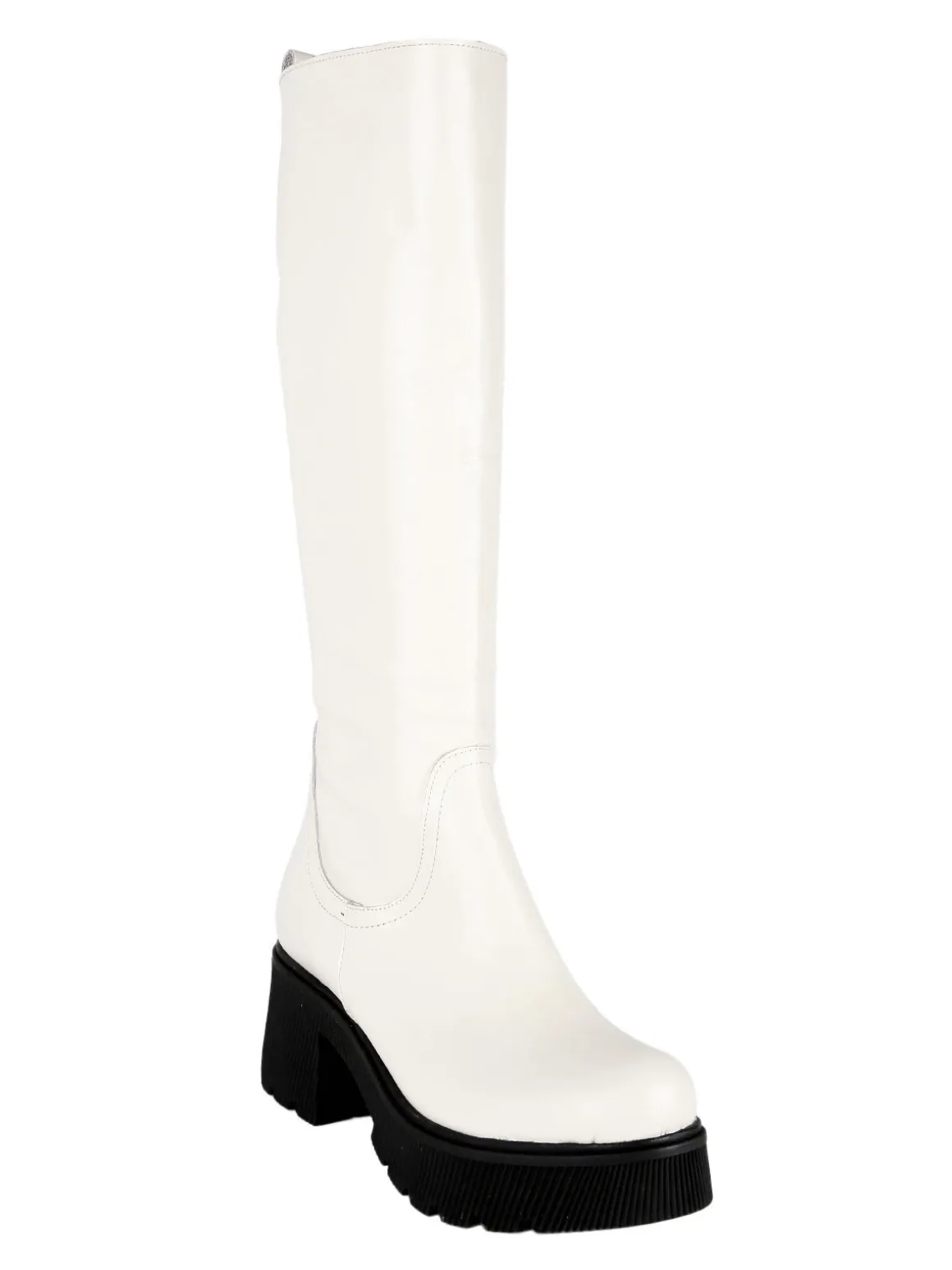 Made In Italy Stivali in pelle da donna con tacco e plateau
