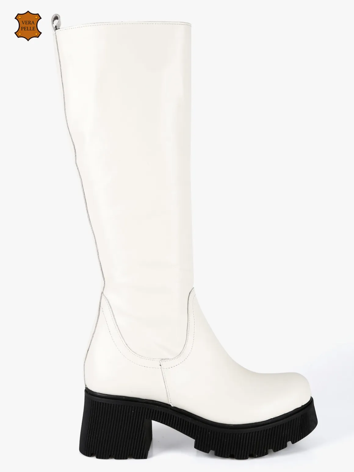 Made In Italy Stivali in pelle da donna con tacco e plateau