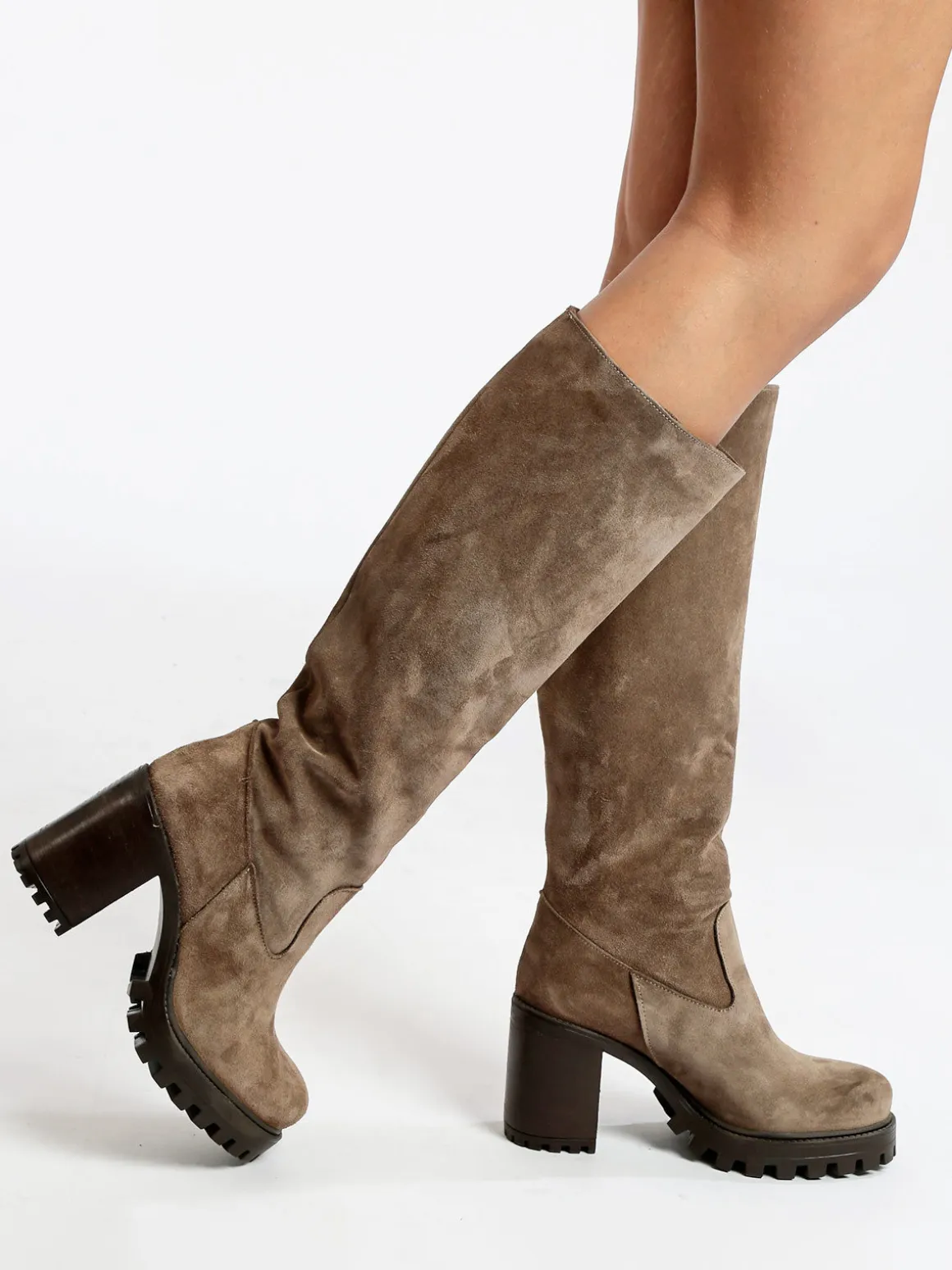 Made In Italy Stivali in pelle scamosciata con tacco da donna