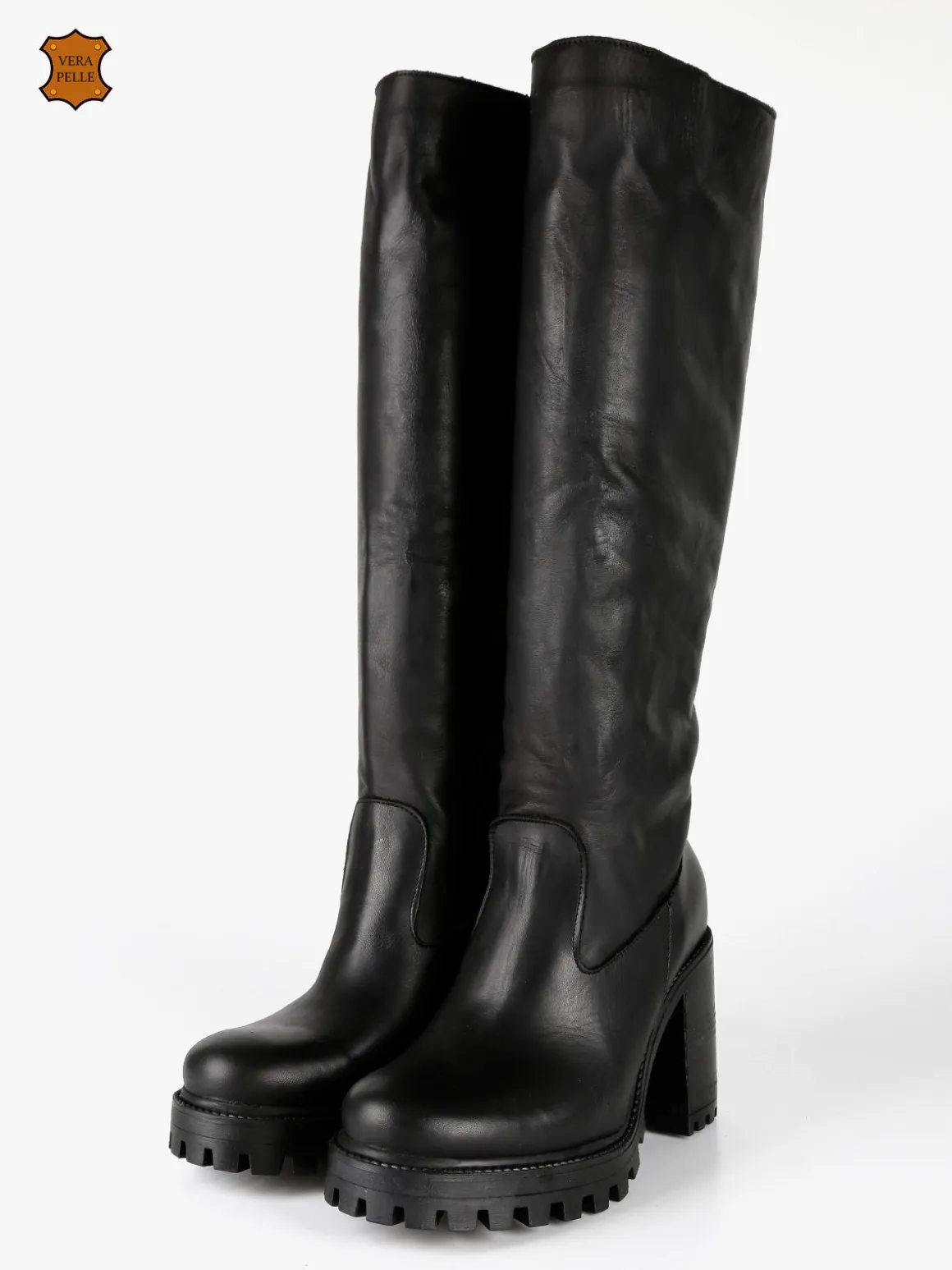 Made In Italy Stivali in pelle donna con tacco