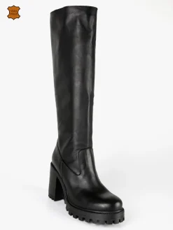 Made In Italy Stivali in pelle donna con tacco