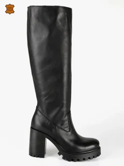 Made In Italy Stivali in pelle donna con tacco