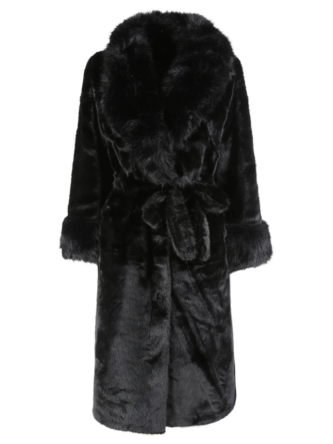 Made With Love Cappotto lungo da donna in ecopelliccia - nero