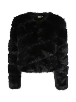 Made With Love Giacca crop da donna in pelliccia sintetica - nero