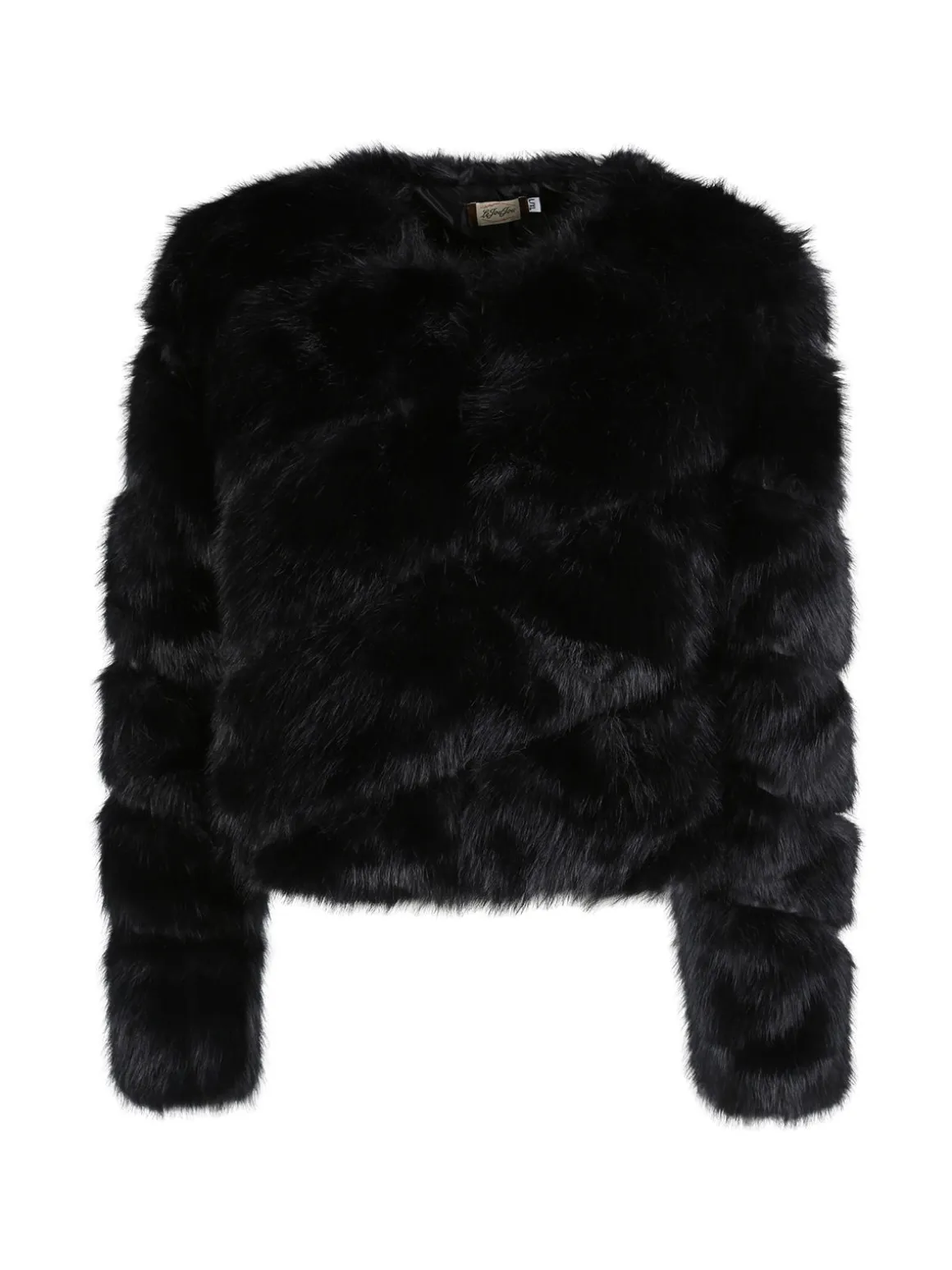 Made With Love Giacca crop da donna in pelliccia sintetica - nero