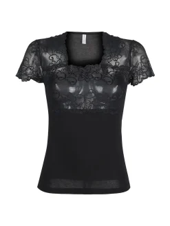 Magic Dream Maglia intima da donna a maniche corte con pizzo