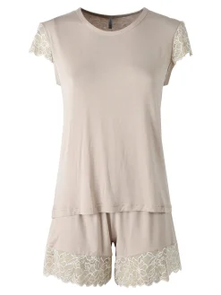 Magic Dream Pigiama corto da donna in fibre di bambù con pizzo - nudo