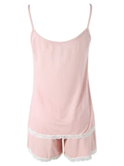 Magic Dream Pigiama corto da donna in fibre di bambù con pizzo - rosa
