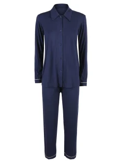 Magic Dream Pigiama donna aperto in fibre di bamboo - blu scuro