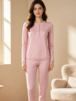 Magic Dream Pigiama lungo da donna girocollo con pizzo