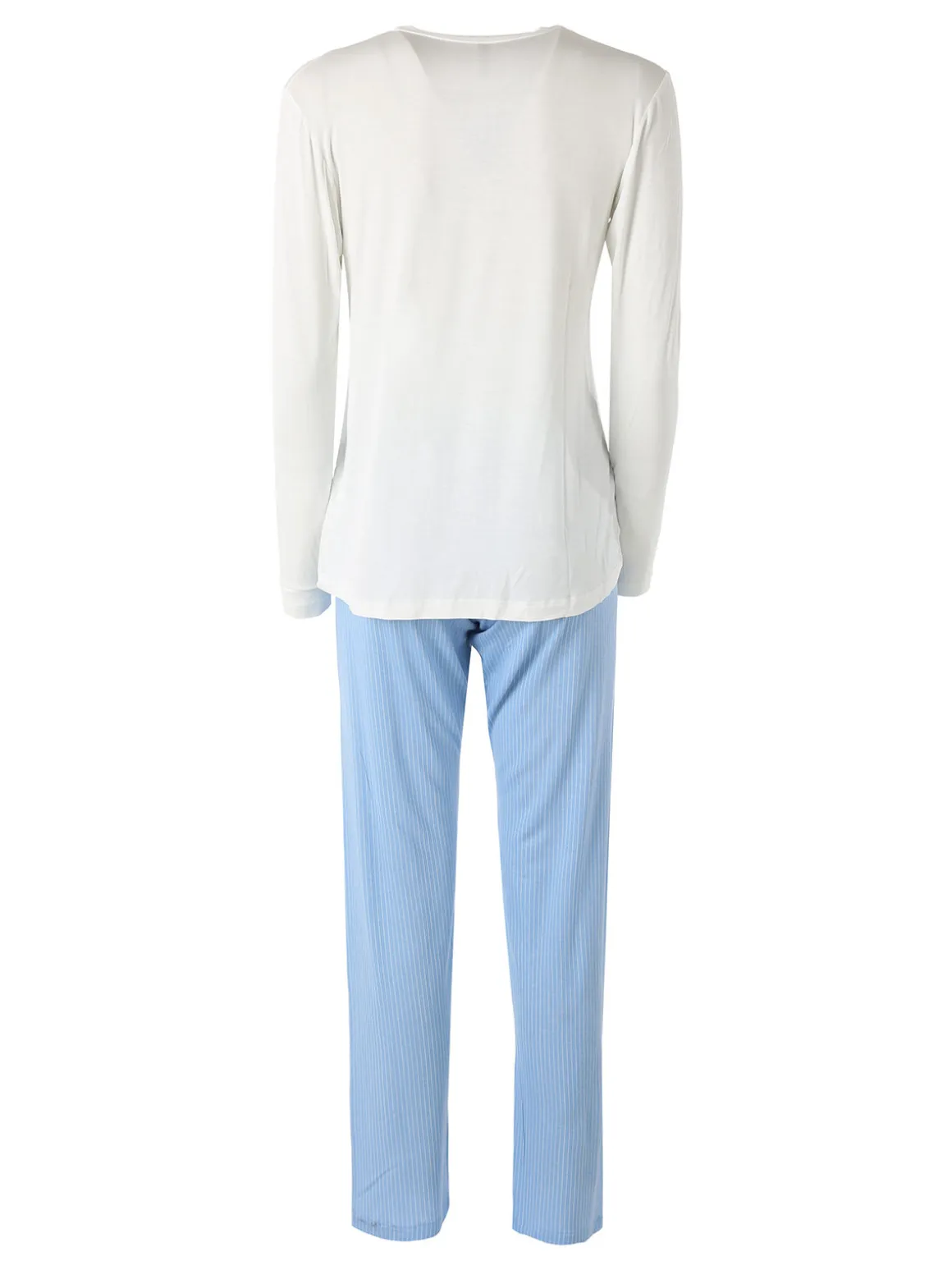 Magic Dream Pigiama lungo da donna in fibre di bambù con pantaloni a righe - bianco