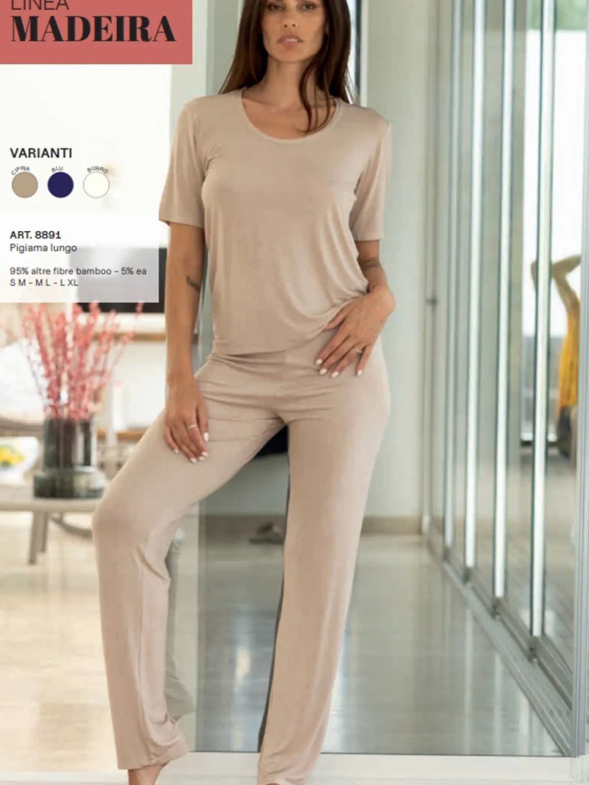 Magic Dream Pigiama lungo da donna in fibra di bamboo a maniche corte - nudo