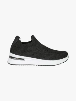 Maira Sneakers donna slip on in maglia con zeppa - nero