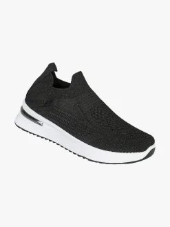 Maira Sneakers donna slip on in maglia con zeppa - nero