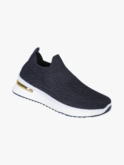 Maira Sneakers donna slip on in maglia con zeppa - blu scuro