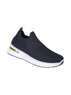 Maira Sneakers donna slip on in maglia con zeppa - blu scuro