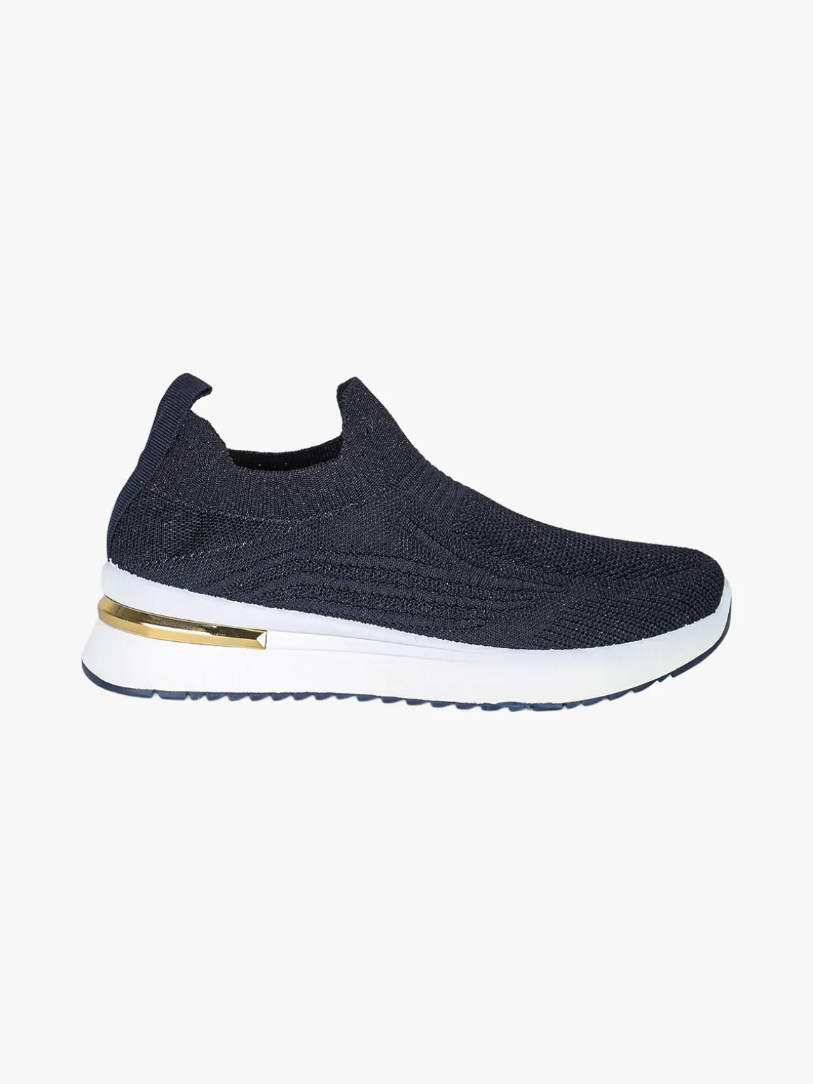 Maira Sneakers donna slip on in maglia con zeppa - blu scuro