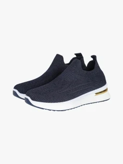 Maira Sneakers donna slip on in maglia con zeppa - blu scuro
