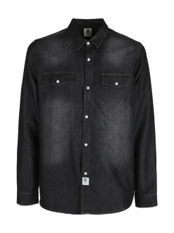 M.Angel Camicia in jeans da uomo a maniche lunghe