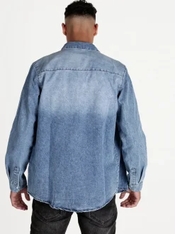 M.Angel Camicia in jeans da uomo a maniche lunghe