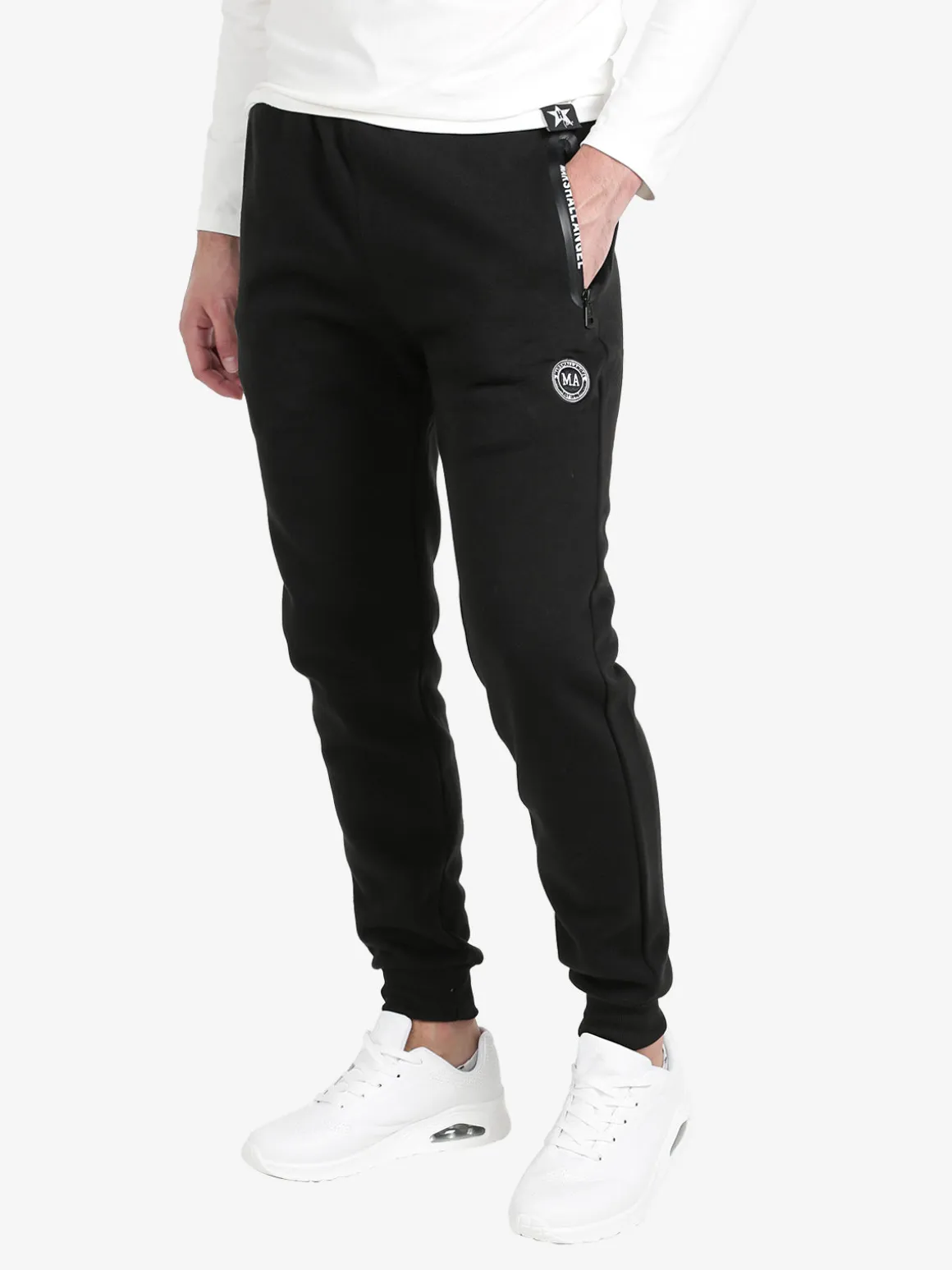 M.Angel Pantaloni sportivi da uomo in felpa con polsini