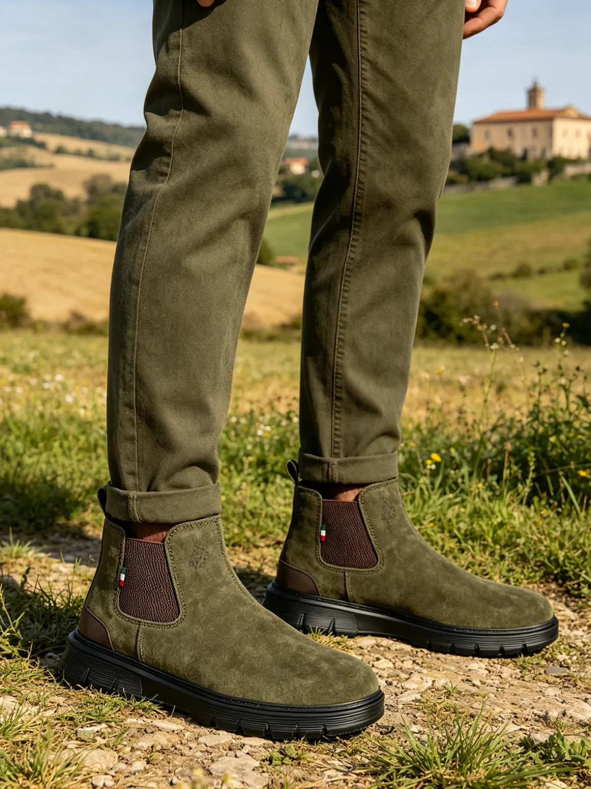 Marina Militare Stivaletti in pelle scamosciata da uomo - militare