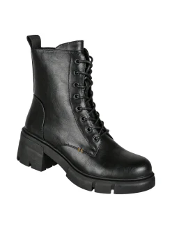 Marina Torres Anfibi donna chunky con lacci e zip - nero