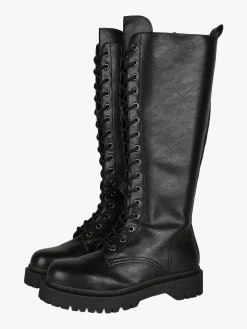 Martin Pescatore Anfibi alti da donna con lacci e zip - nero