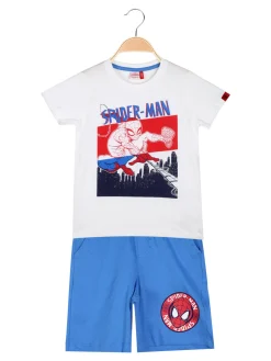Marvel Spider-Man Completo corto da bambino in cotone con t-shirt e bermuda - bianco