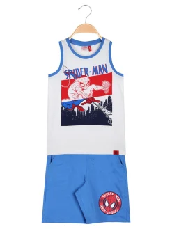 Marvel Spider-Man Completo corto da bambino in cotone con canotta e bermuda - bianco