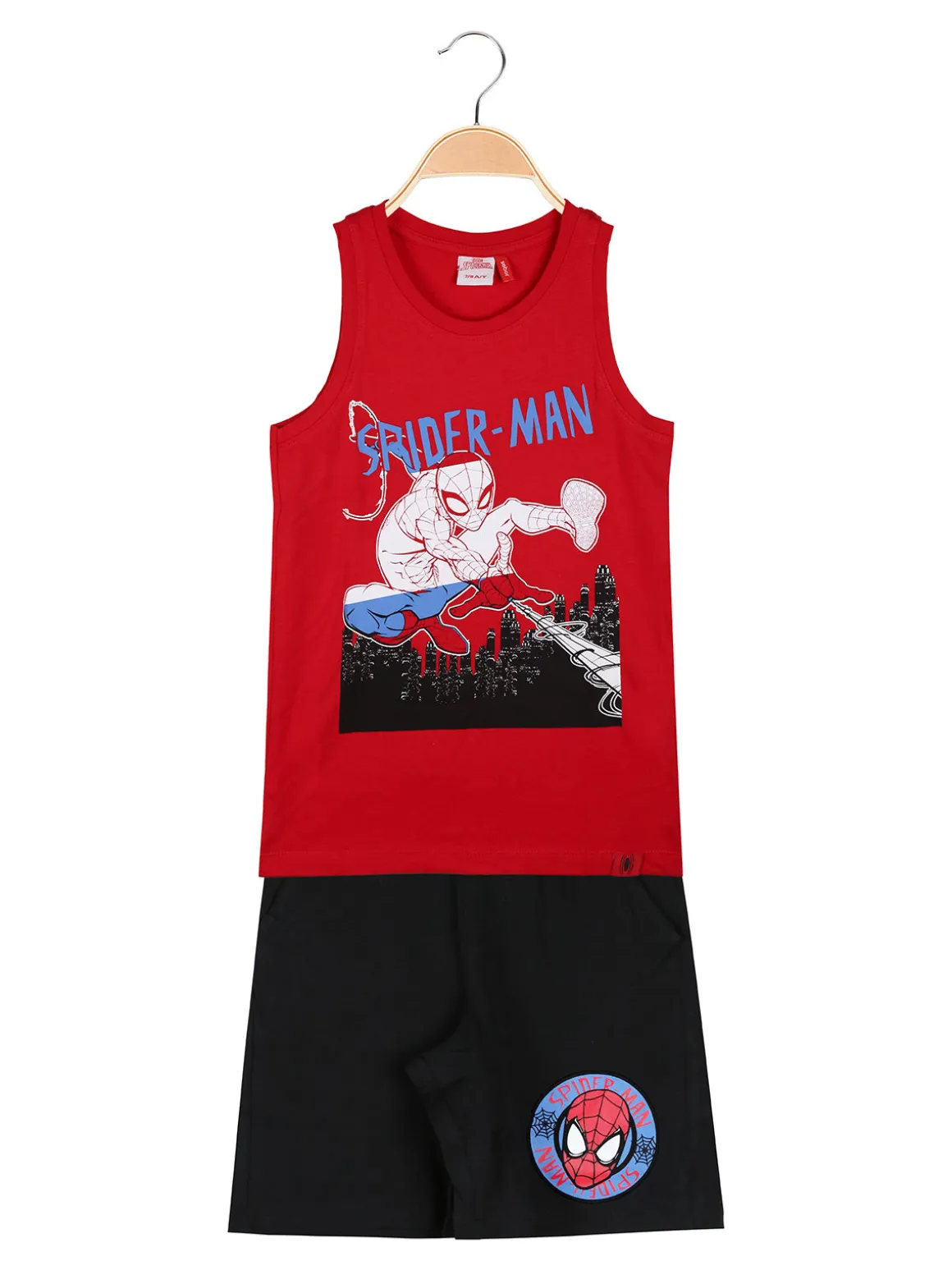 Marvel Spider-Man Completo corto da bambino in cotone con canotta e bermuda - rosso