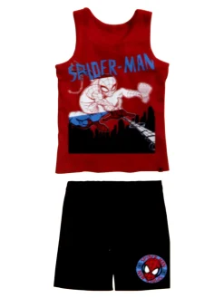 Marvel Spider-Man Completo corto da bambino in cotone con canotta e bermuda - rosso