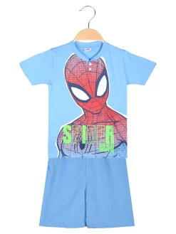 Marvel Spider-Man Pigiama corto da bambino in cotone con stampe - azzurro