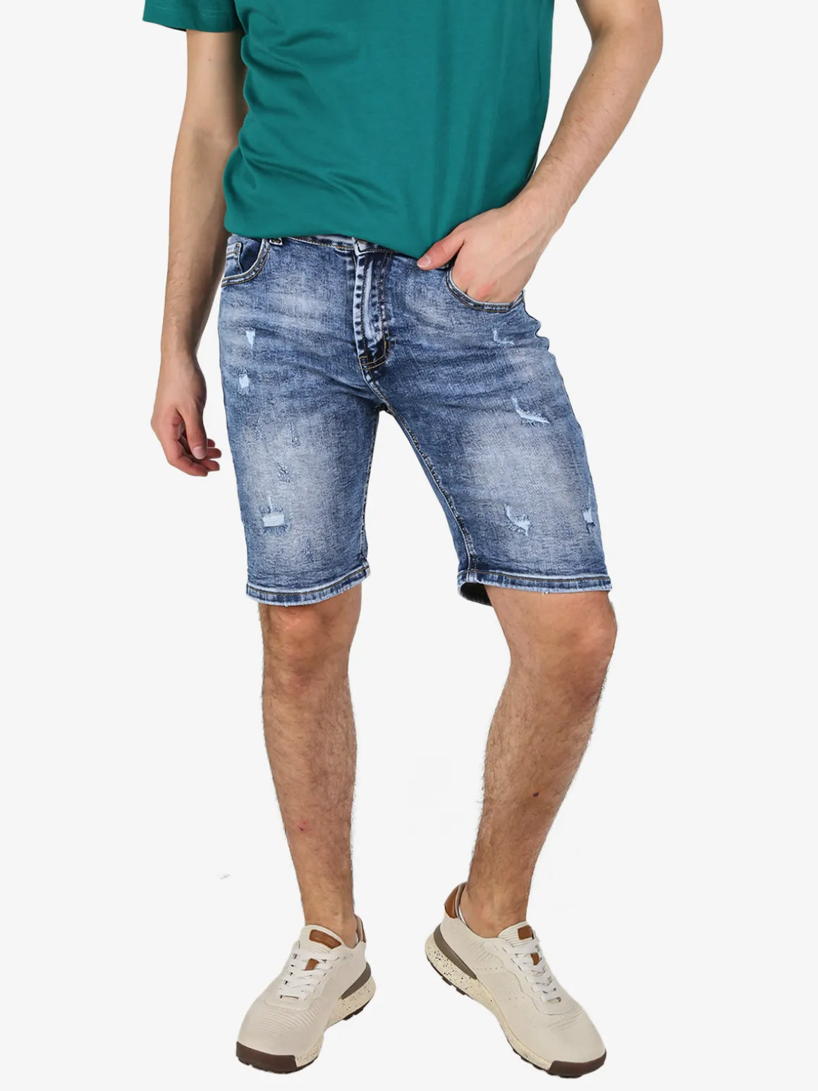 Max & Liu Bermuda in jeans da uomo con strappi