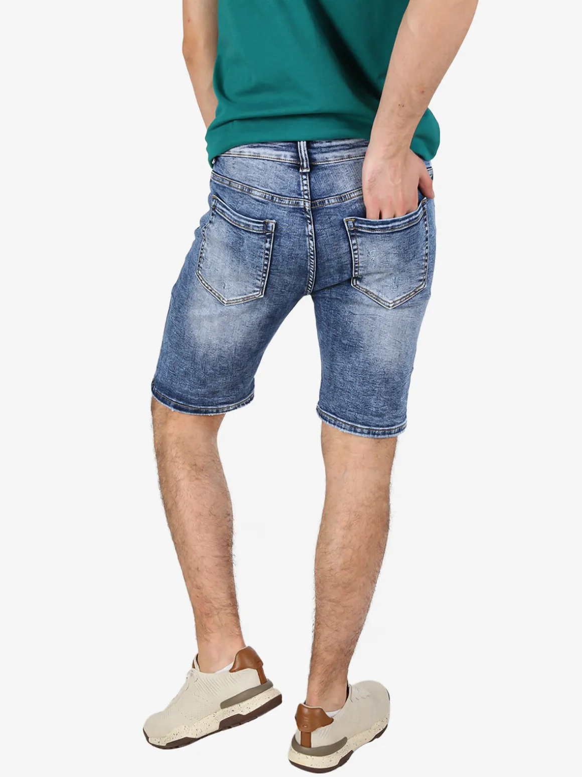 Max & Liu Bermuda in jeans da uomo con strappi