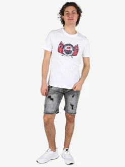 Max & Liu Bermuda nero in jeans da uomo con strappi