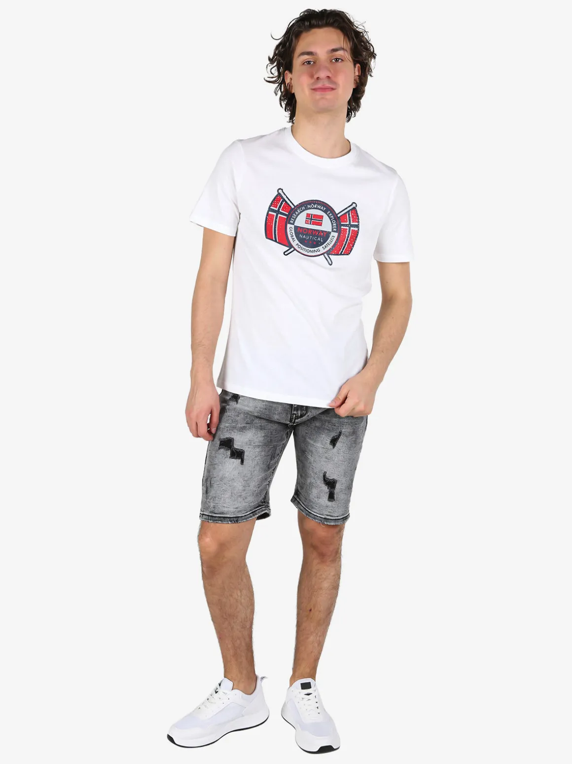 Max & Liu Bermuda nero in jeans da uomo con strappi