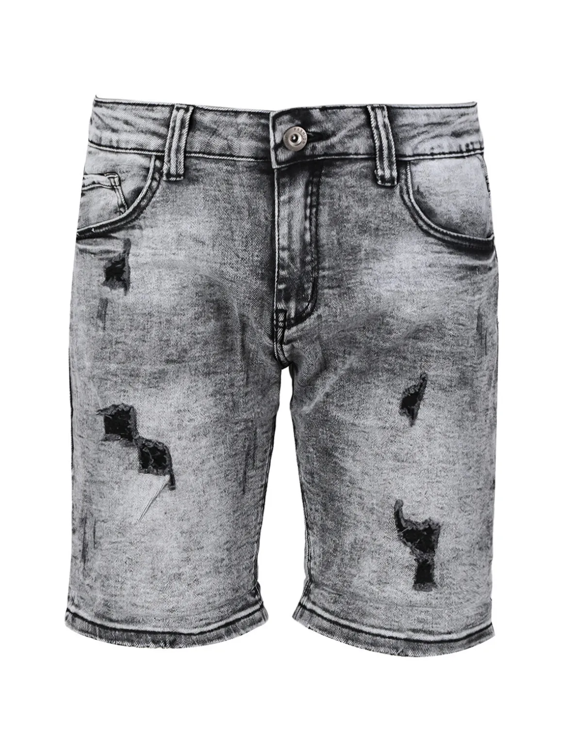 Max & Liu Bermuda nero in jeans da uomo con strappi