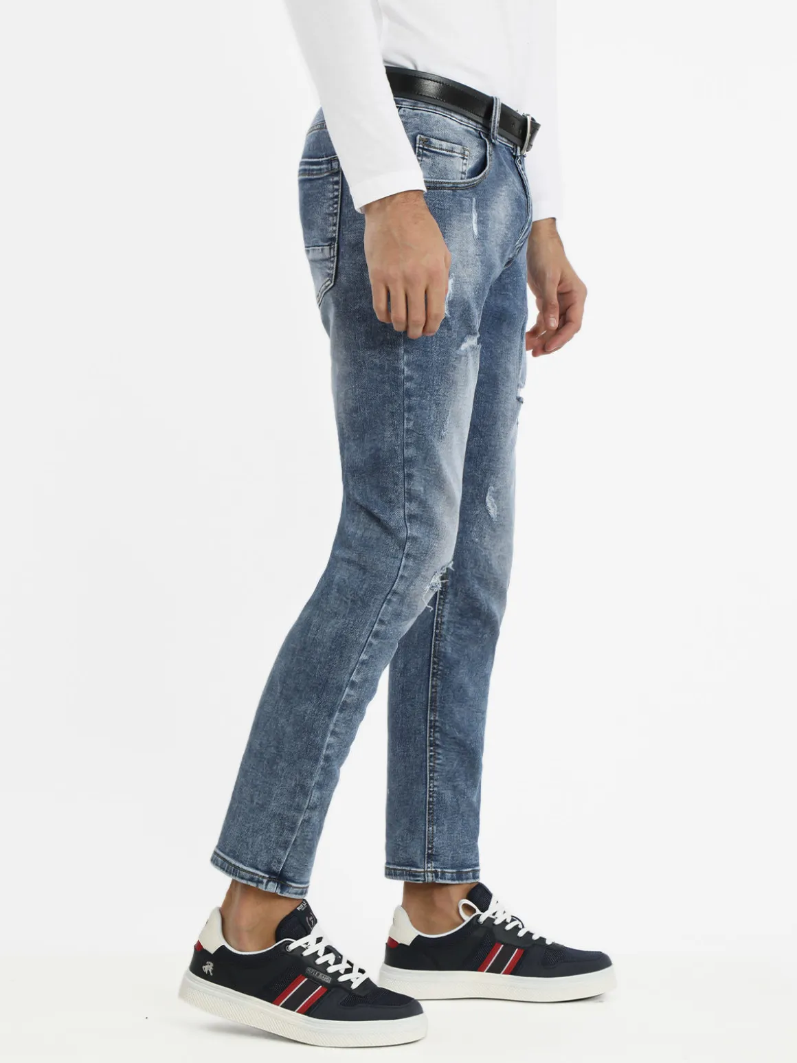 Max & Liu Jeans da uomo slim fit con strappi