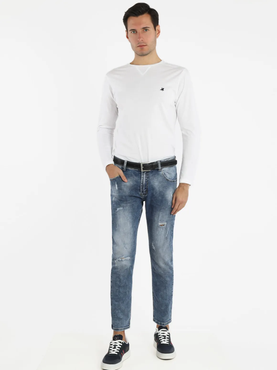 Max & Liu Jeans da uomo slim fit con strappi
