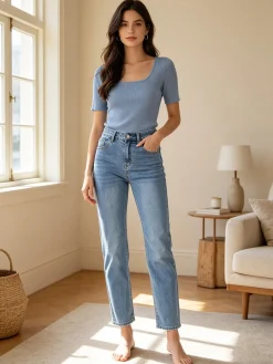 Max & Liu Jeans donna a gamba dritta taglie grandi - jeans