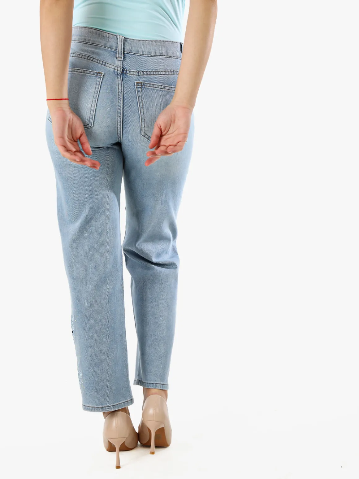 Max & Liu Jeans donna con ricami e strass sul finale - jeans