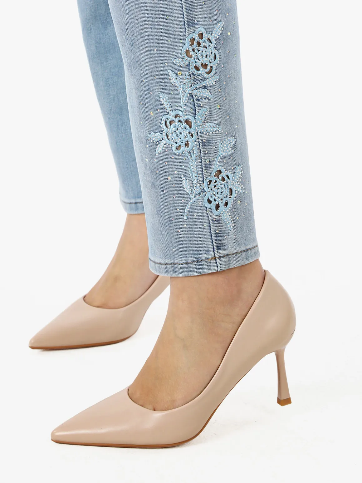 Max & Liu Jeans donna con ricami e strass sul finale - jeans